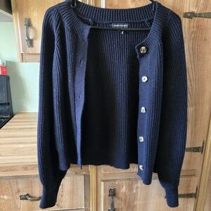 Banana Republic Navy Ribbed Button-Front Women's Sweater